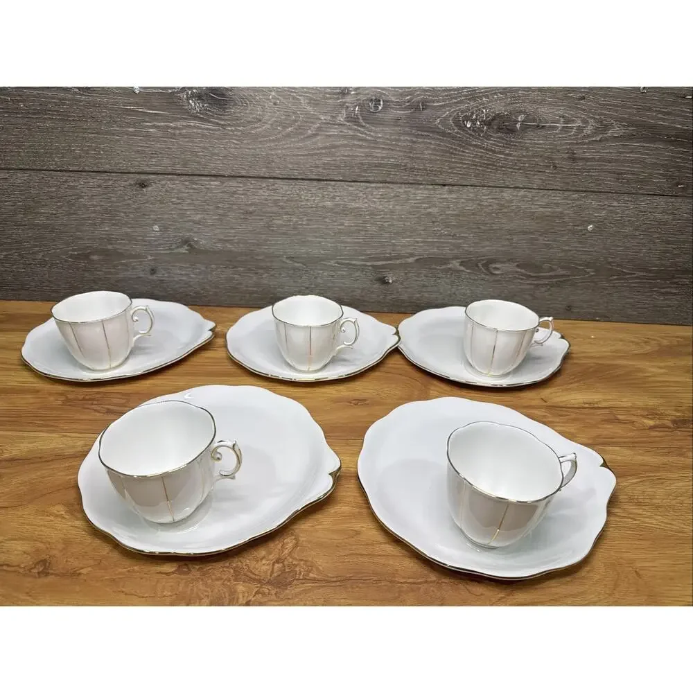 Royal Albert Kent Hostes Plate and Tea Cup 5 Cups 5 Plates 10 Pc Set